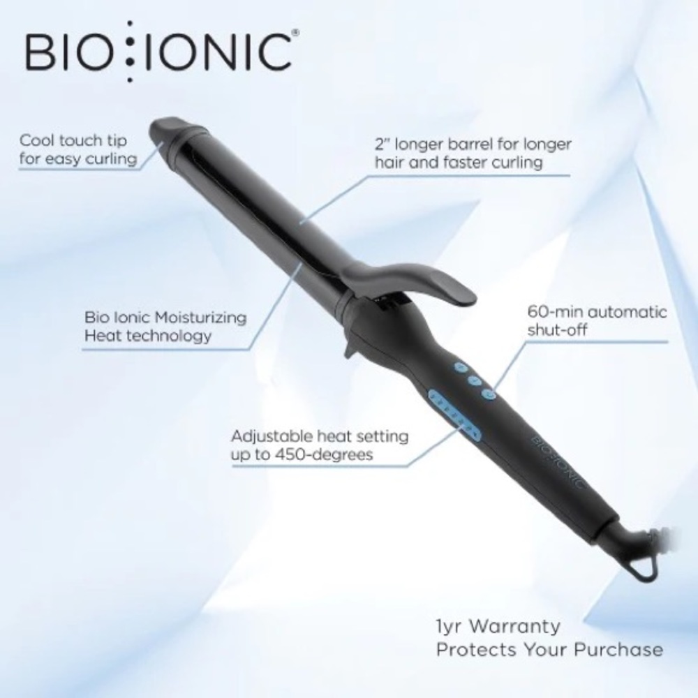 Bio Ionic styling curling iron 1.25” long barrel